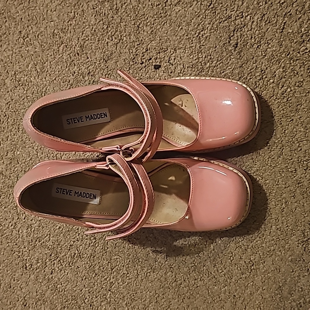 Baby Pink Chunky Heel with Square Toe